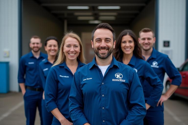 Teamet bag Krom Glans står klar foran vaskehallen